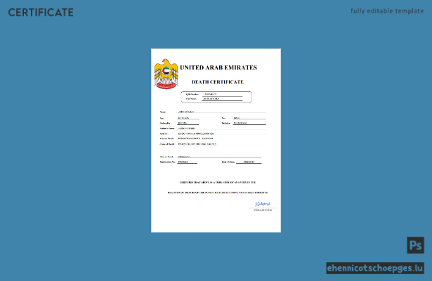 VAE-Personenstandsregister: Sterbeurkunde (Word- und PDF-Beispiel)
